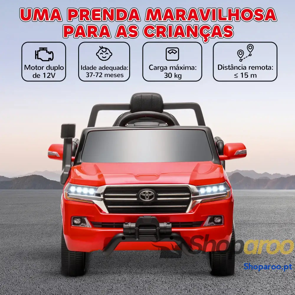 Carro Elétrico Toyota Land Cruiser 12V para Crianças Vermelho