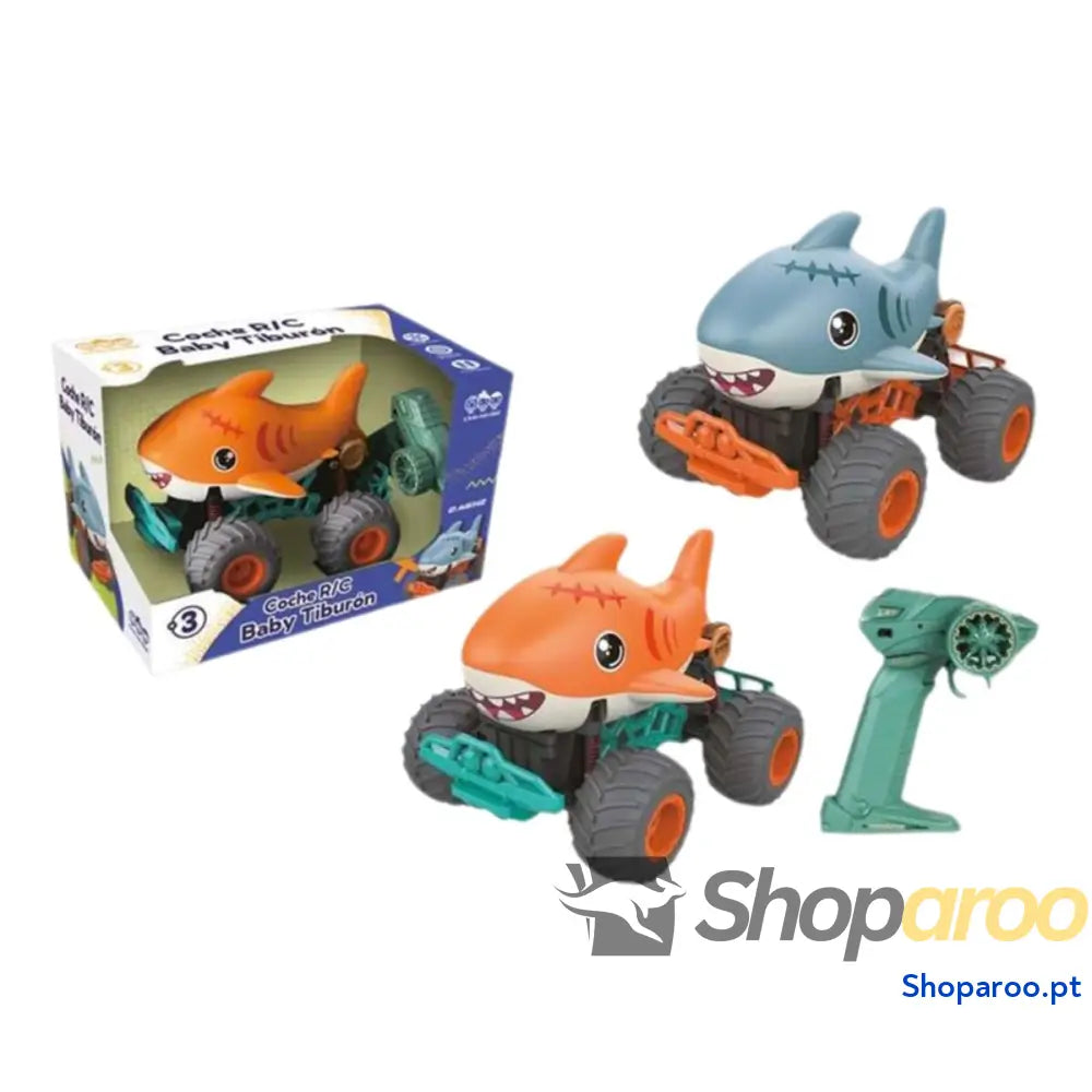 Carro Rádio Controlo Azul Laranja 23 x 16 18 cm Tubarão