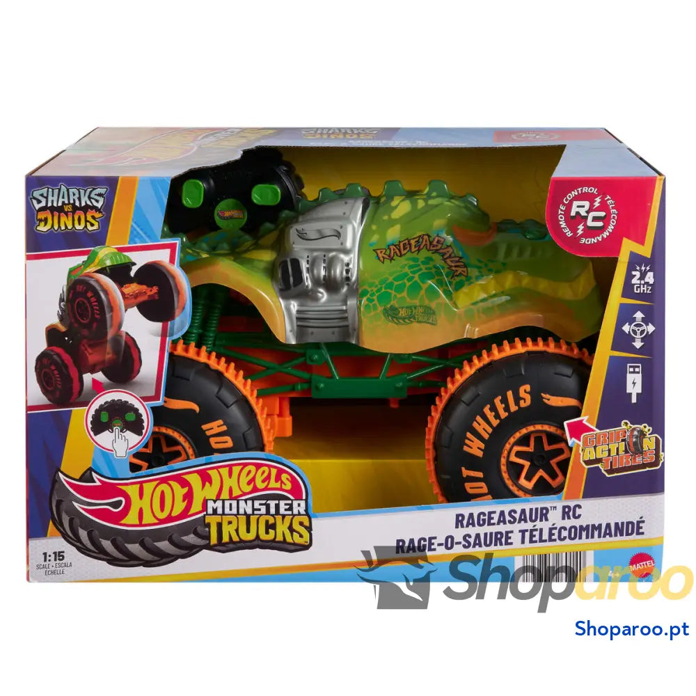 Carro Rádio Controlo Hot Wheels Monster Trucks Samsh O Saurus 1:15