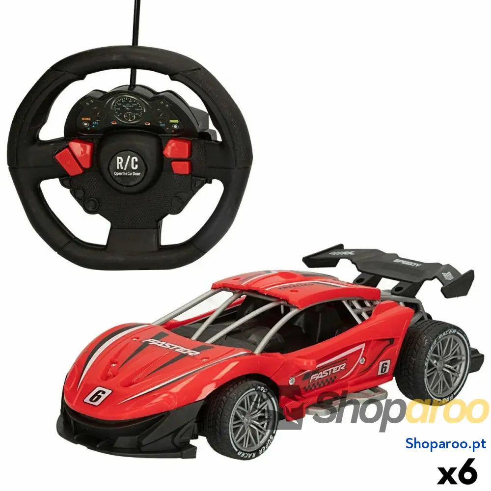 Carro Rádio Controlo Speed & Go 22 x 7 11 cm 1:16 Vermelho 6 Unidades