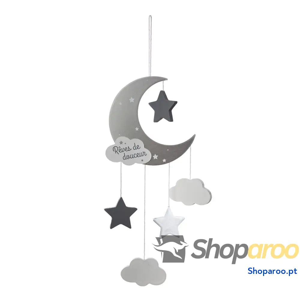 Carrossel para Berço Atmosphera Lua Cinzento Madeira MDF