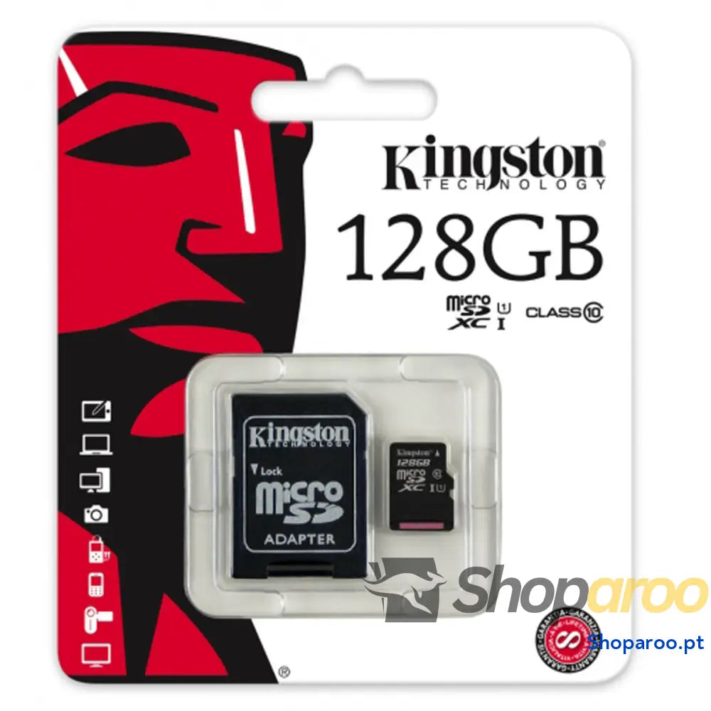 Cartão de Memória Micro SD com Adaptador Kingston SDC10G2/128GBSP 128 GB