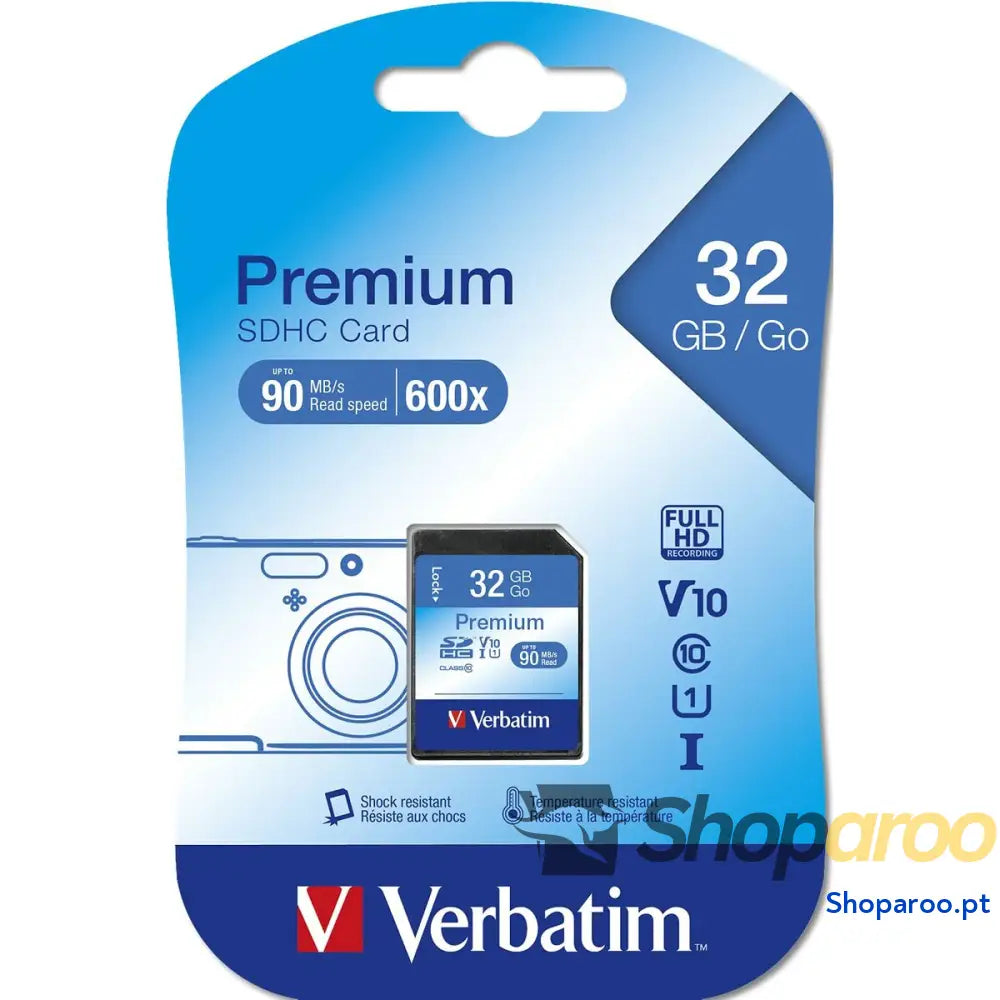Cartão de Memória SD Verbatim PREMIUM SDHC C10/U1 32 GB