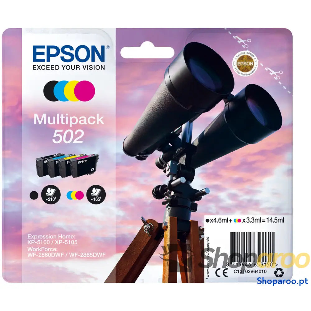 Cartucho Compatível Epson C13T02V64010 14,5 ml Preto Multicolor Preto/Ciano/Magenta/Amarelo