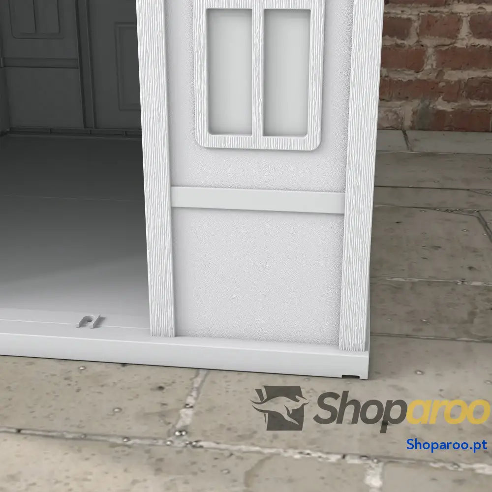 Casa para Cães 84,2x98,2x82 cm com Janelas e Teto Imitação de Telhas Casota Cinza