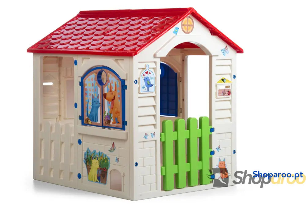 Casinha Infantil Pink Princess Adequada para Interior e Exterior Inclui Adesivos Decorar Fabricada em Plástico