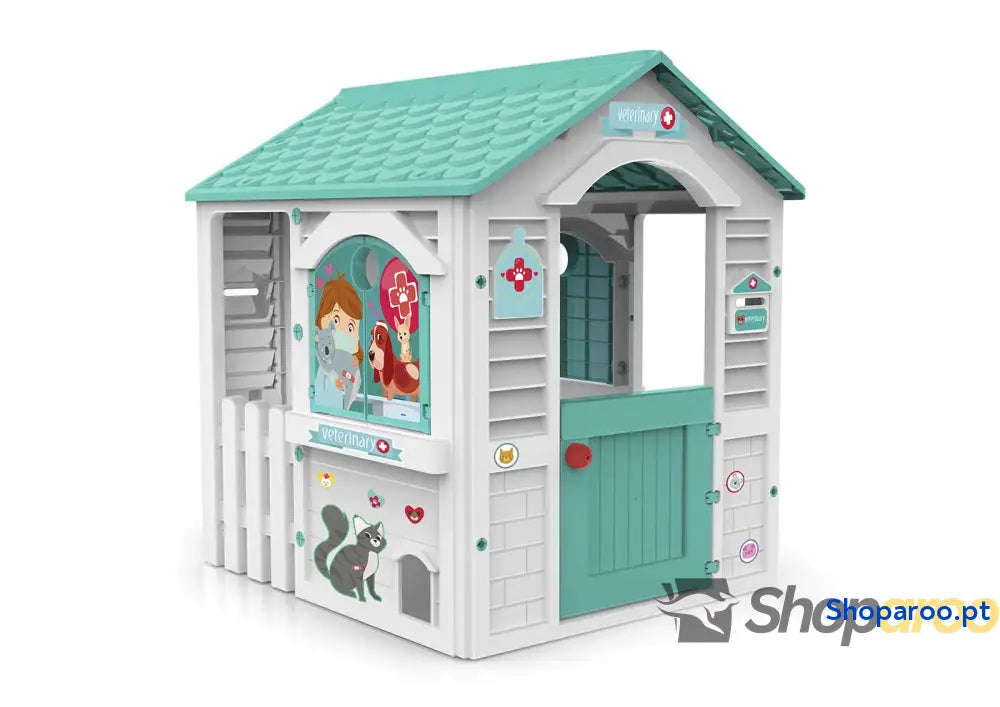 Casinha Infantil Pink Princess Adequada para Interior e Exterior Inclui Adesivos Decorar Fabricada em Plástico