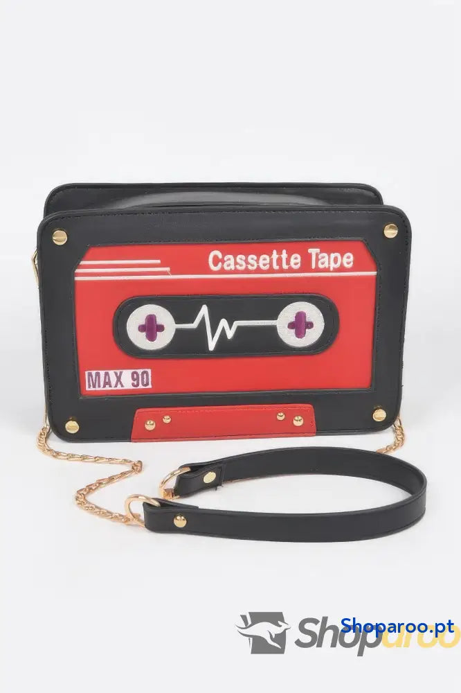 Bolsa Cassete Retro em Poliuretano com Detalhes Metal