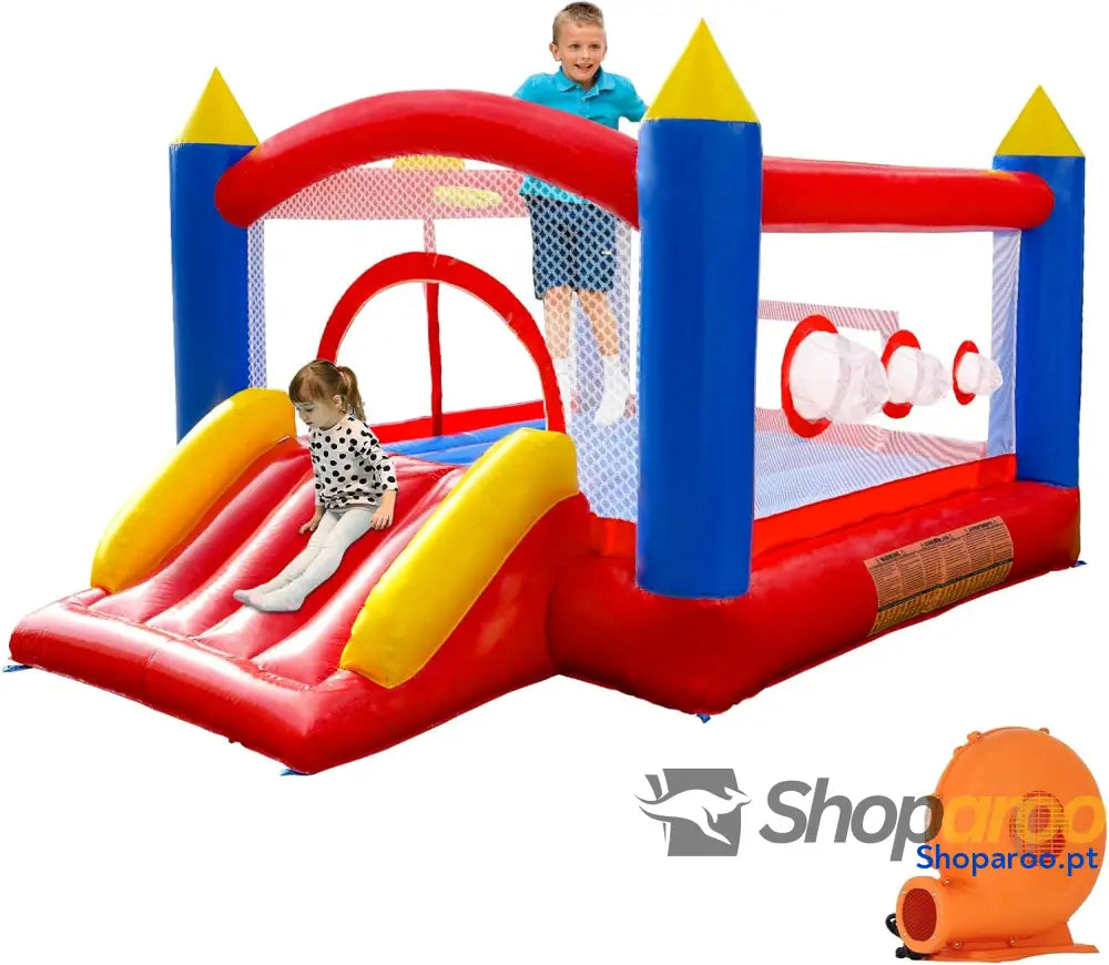 Castelo insuflável Ballsea em PVC com soprador trampolim escorrega e rede de segurança. Este castelo é feito adequado
