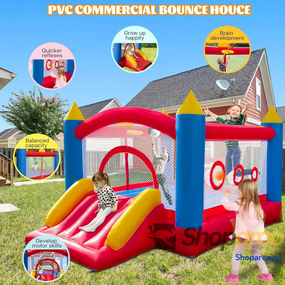 Castelo insuflável Ballsea em PVC com soprador trampolim escorrega e rede de segurança. Este castelo é feito adequado
