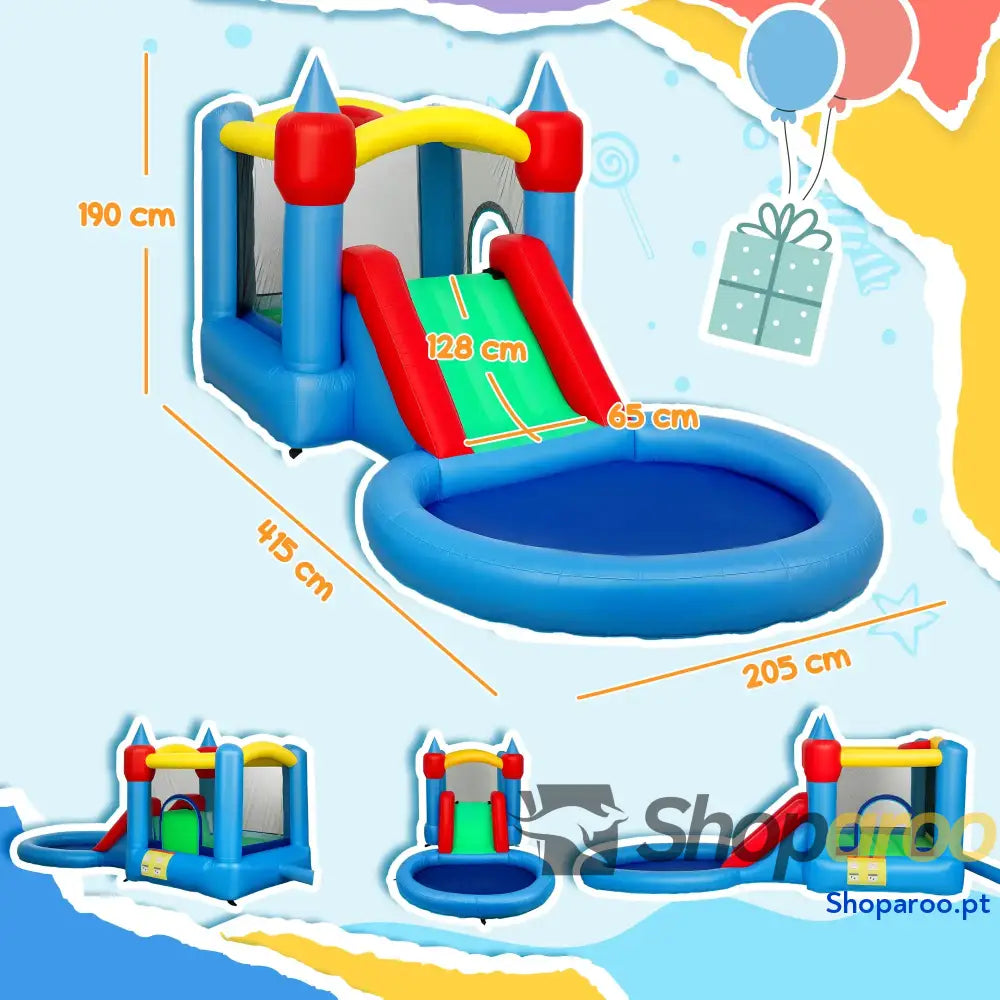 Castelo Insuflável Multiactividades com Escorrega e Piscina de Bolas