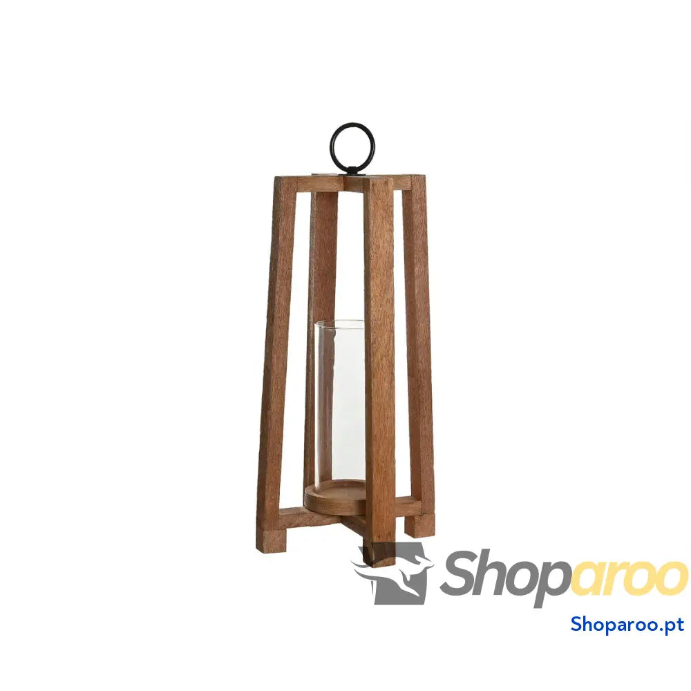 Castiçais Home ESPRIT Castanho Natural Cristal Madeira de mangueira 27 x 54 cm