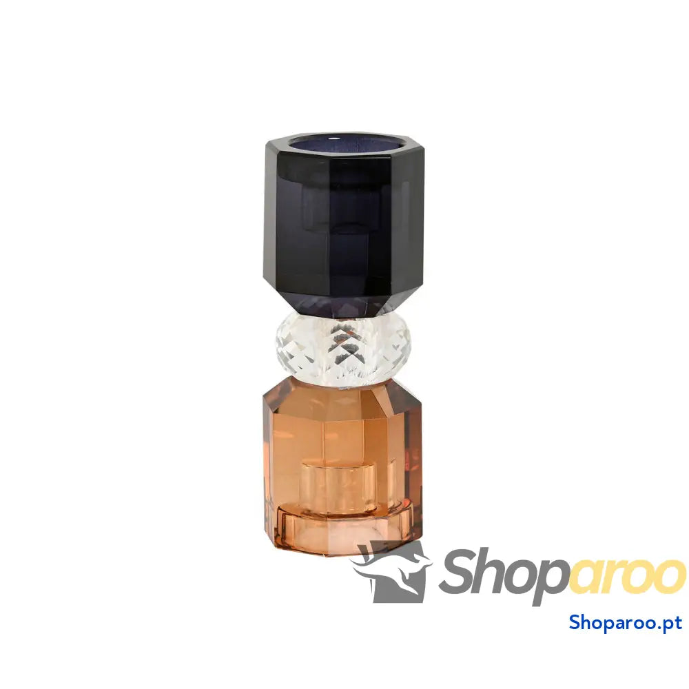 Castiçais Home ESPRIT Cinzento Âmbar Cristal 5,5 X 14,7 cm