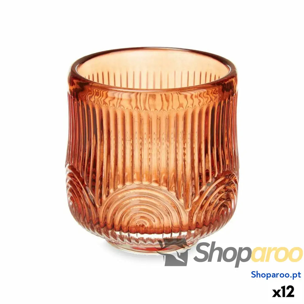 Castiçais Riscas Laranja Cristal 7,5 x 7,8 cm (12 Unidades)