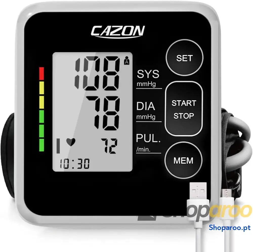Cazon Tensiómetro de Braço para Pressão Arterial com Ecrã LCD e Memória 2x120
