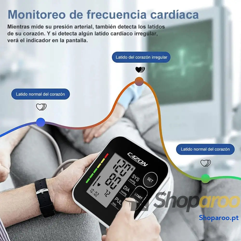 Cazon Tensiómetro de Braço para Pressão Arterial com Ecrã LCD e Memória 2x120
