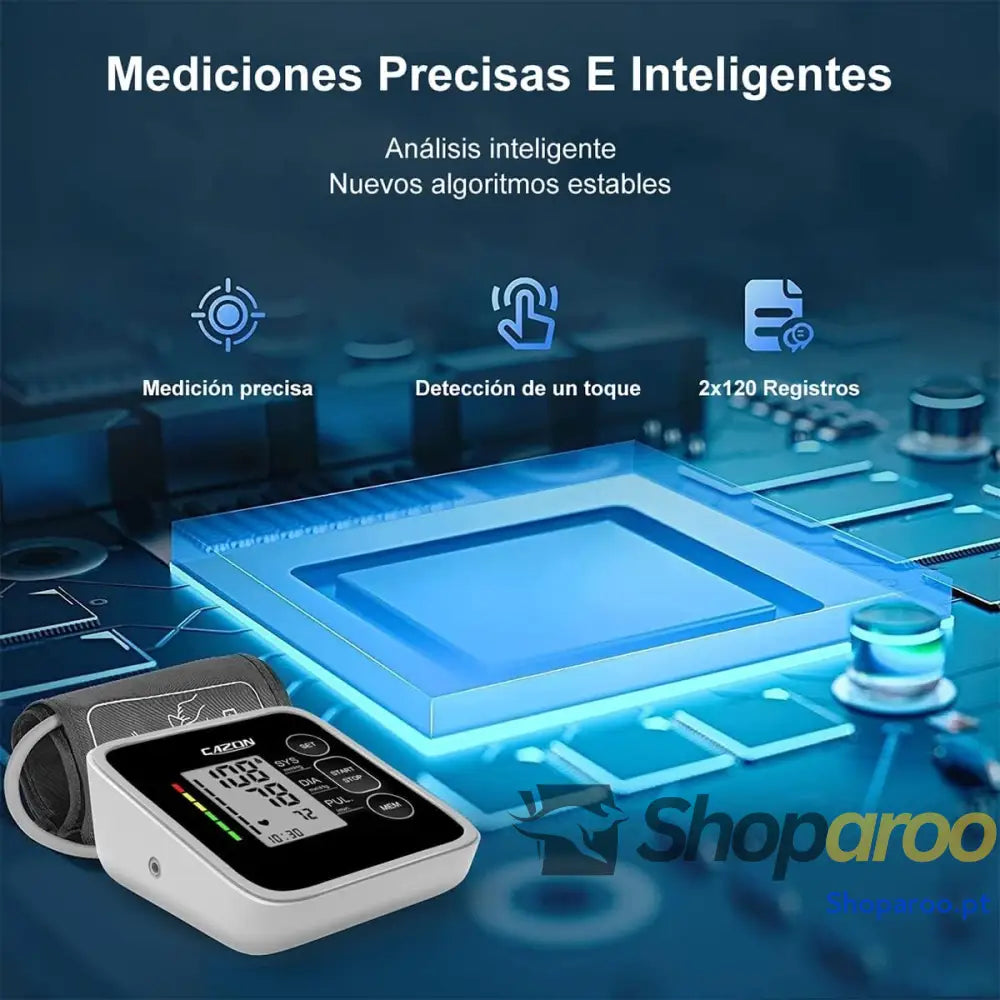 Cazon Tensiómetro de Braço para Pressão Arterial com Ecrã LCD e Memória 2x120