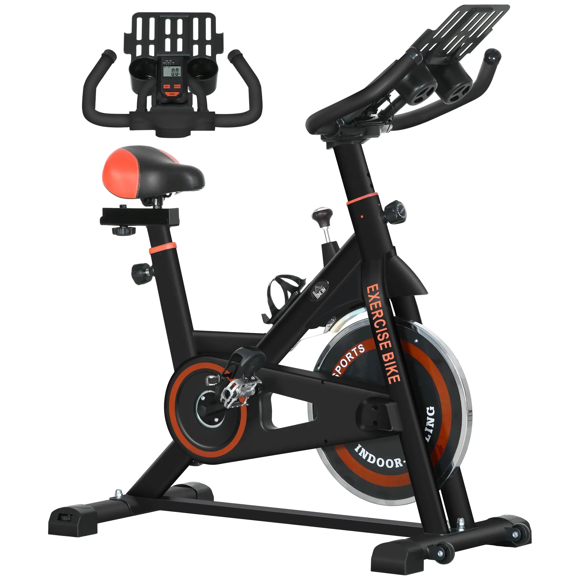 Bicicleta Estática com Resistência Ajustável Volante de Inércia de 8 kg Ecrã LCD Guiador e Assento Ajustável 103x53x100-114 cm Preto e Vermelho