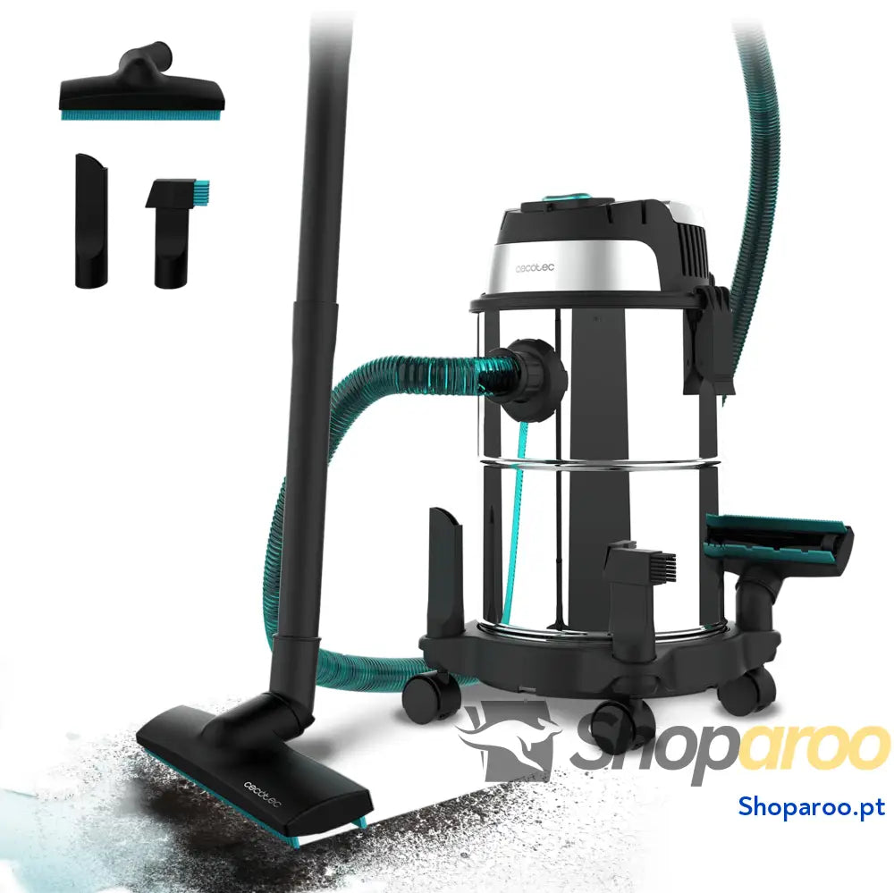 Cecotec Aspirador de sólidos e líquidos 20 l Conga Rockstar Wet & Dry Steel MAX. 1400 W 22 kPa sistema drenagem