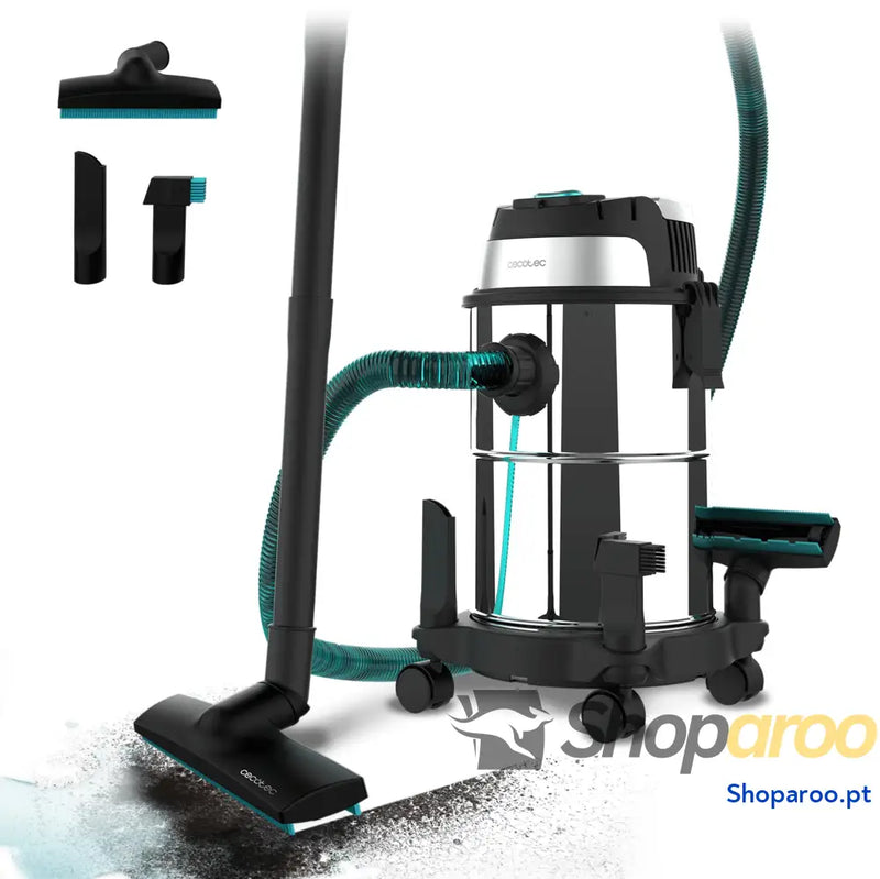 Cecotec Aspirador de sólidos e líquidos 20 l Conga Rockstar Wet & Dry Steel MAX. 1400 W 22 kPa sistema drenagem