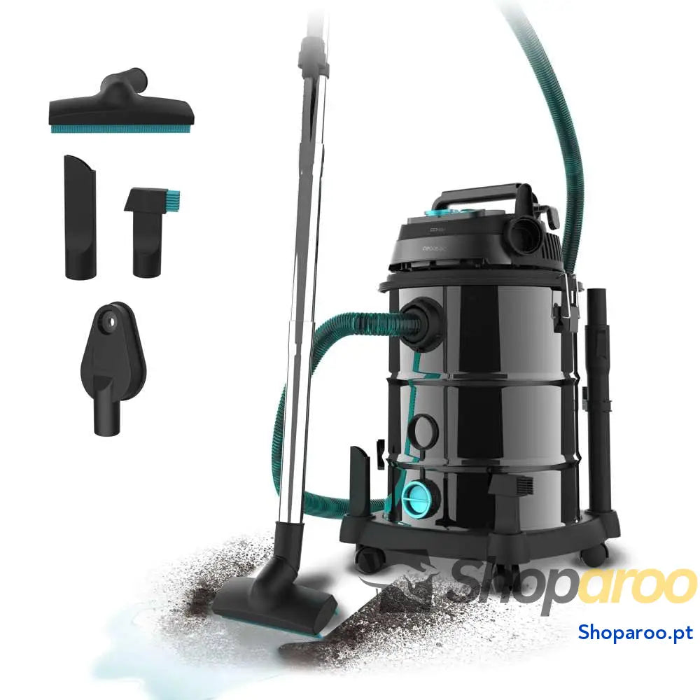 Cecotec Aspirador de sólidos e líquidos 20 l Conga Rockstar Wet & Dry Steel MAX. 1400 W 22 kPa sistema drenagem