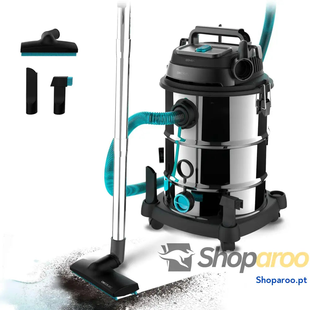 Cecotec Aspirador de sólidos e líquidos 20 l Conga Rockstar Wet & Dry Steel MAX. 1400 W 22 kPa sistema drenagem