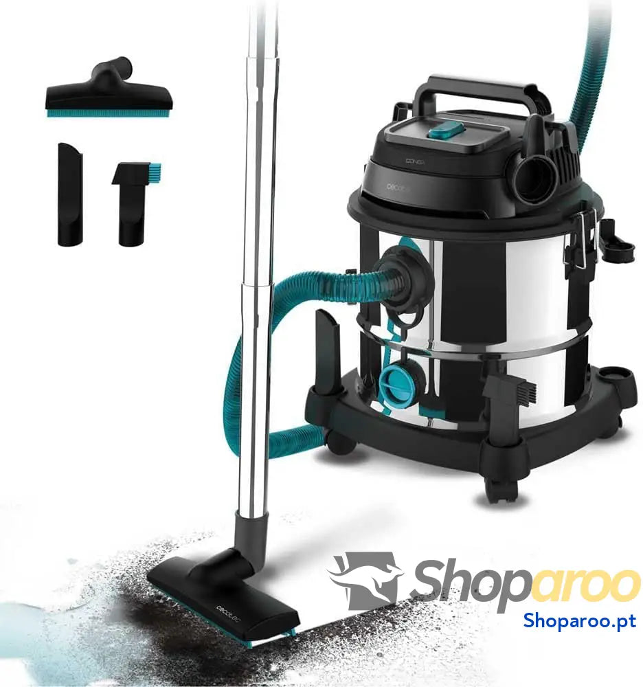 Cecotec Aspirador de sólidos e líquidos 20 l Conga Rockstar Wet & Dry Steel MAX. 1400 W 22 kPa sistema drenagem
