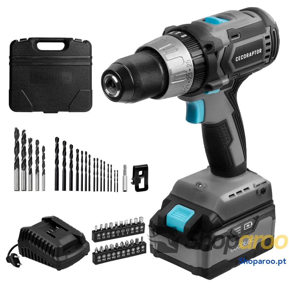 Cecotec Broca elétrica com percussão PowerDrill 850 EasyAdjust. W 46 000 impactos por minuto 4800 rpm cabo extralongo