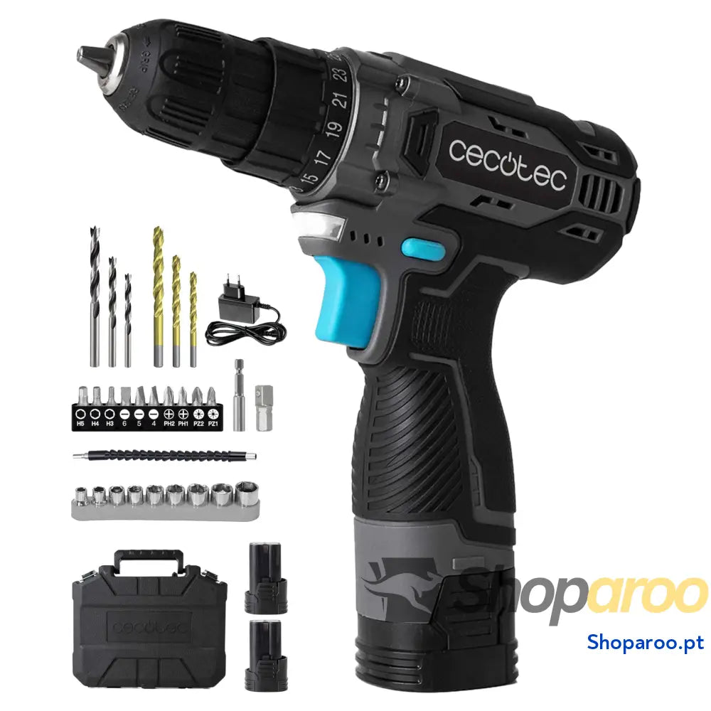 Cecotec Broca elétrica com percussão PowerDrill 850 EasyAdjust. W 46 000 impactos por minuto 4800 rpm cabo extralongo