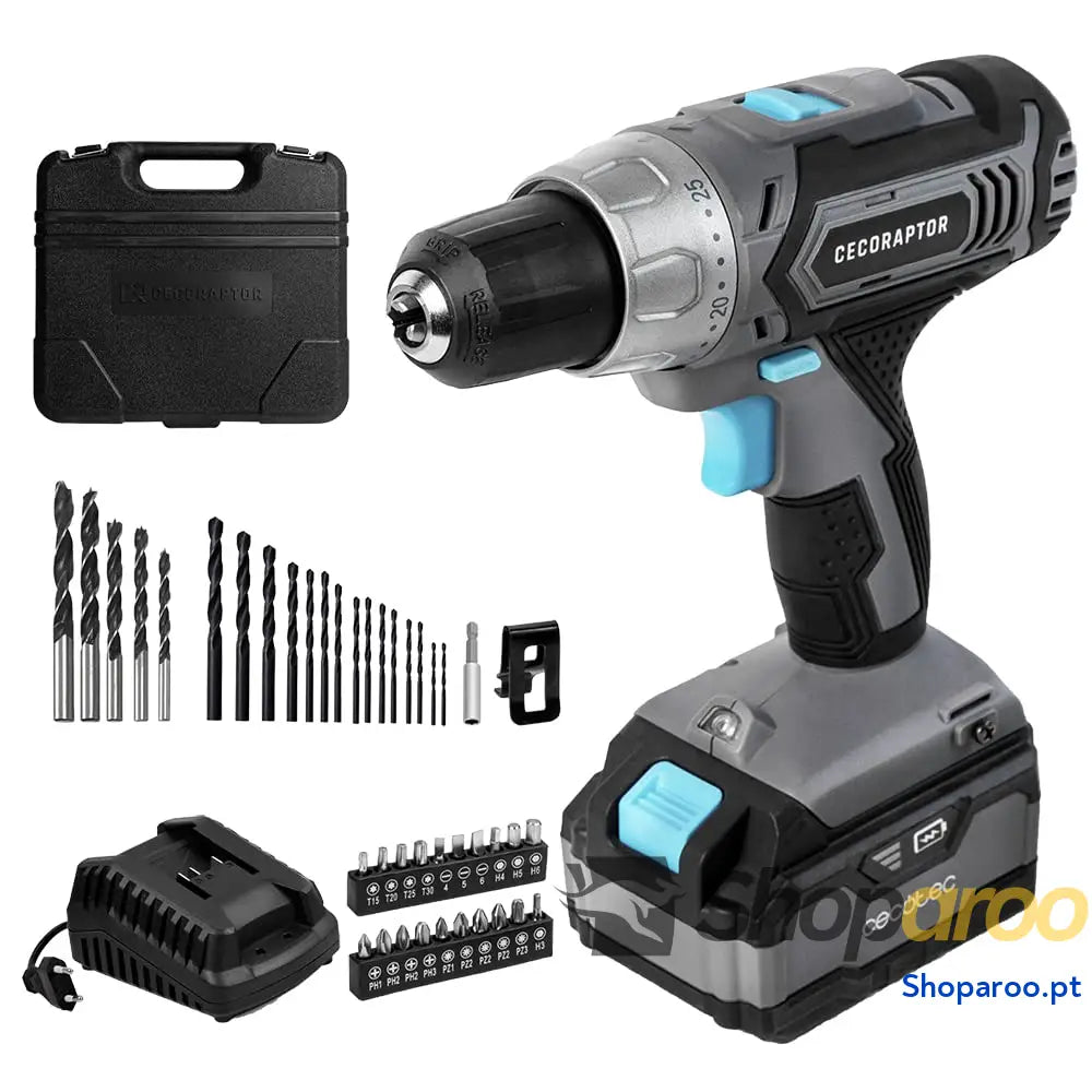 Cecotec Broca elétrica com percussão PowerDrill 850 EasyAdjust. W 46 000 impactos por minuto 4800 rpm cabo extralongo