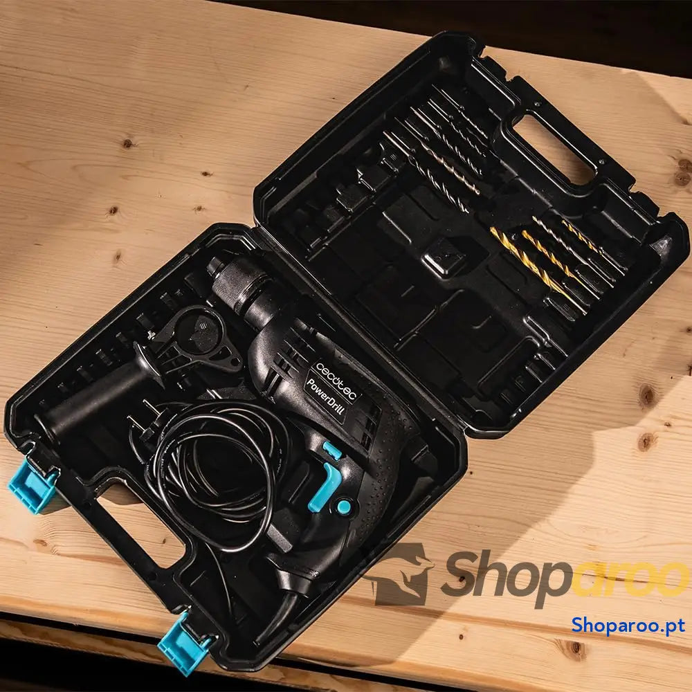 Cecotec Broca elétrica com percussão PowerDrill 850 EasyAdjust. W 46 000 impactos por minuto 4800 rpm cabo extralongo
