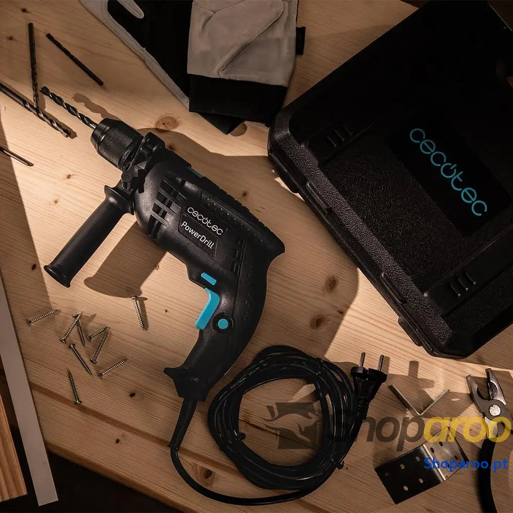 Cecotec Broca elétrica com percussão PowerDrill 850 EasyAdjust. W 46 000 impactos por minuto 4800 rpm cabo extralongo