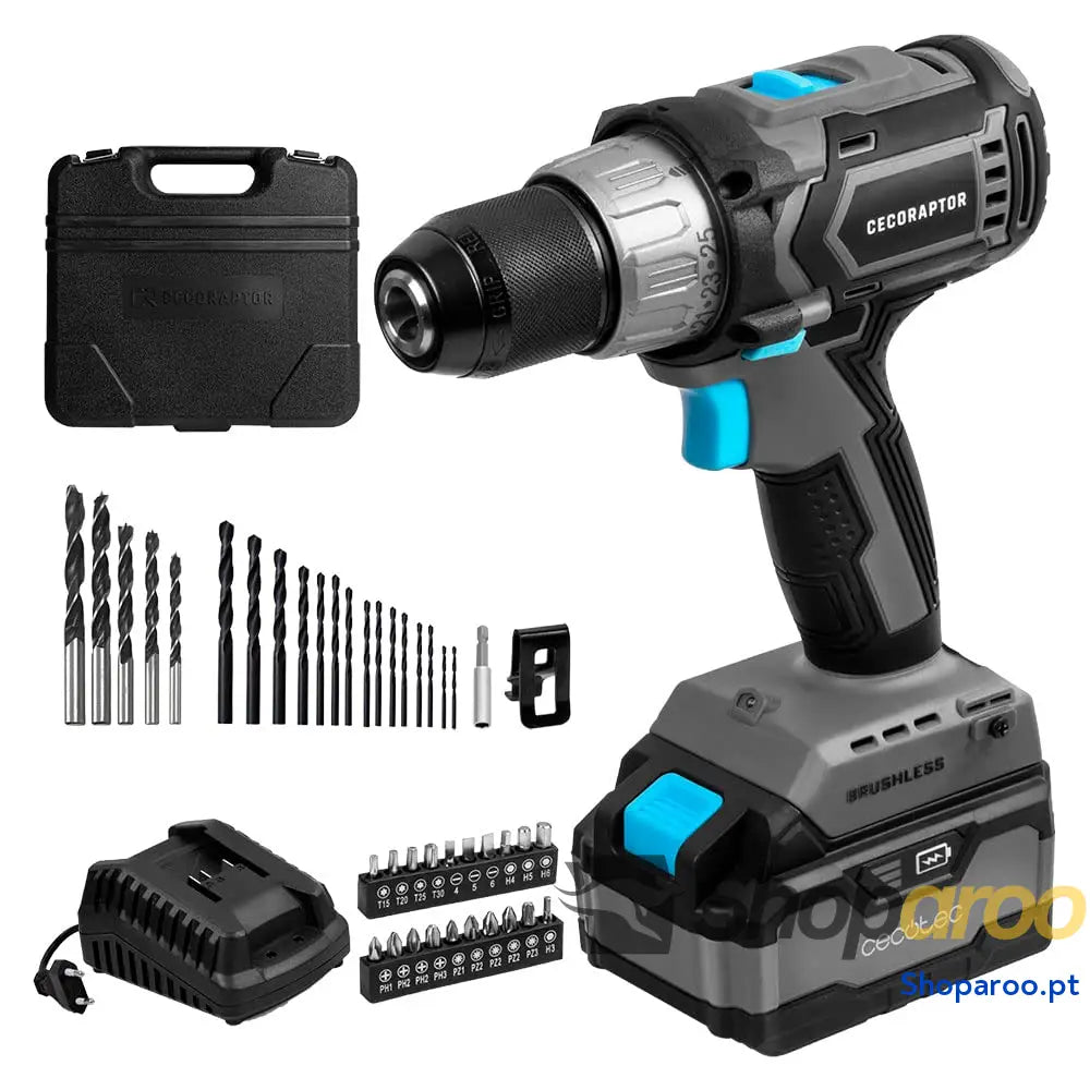 Cecotec Broca elétrica com percussão PowerDrill 850 EasyAdjust. W 46 000 impactos por minuto 4800 rpm cabo extralongo