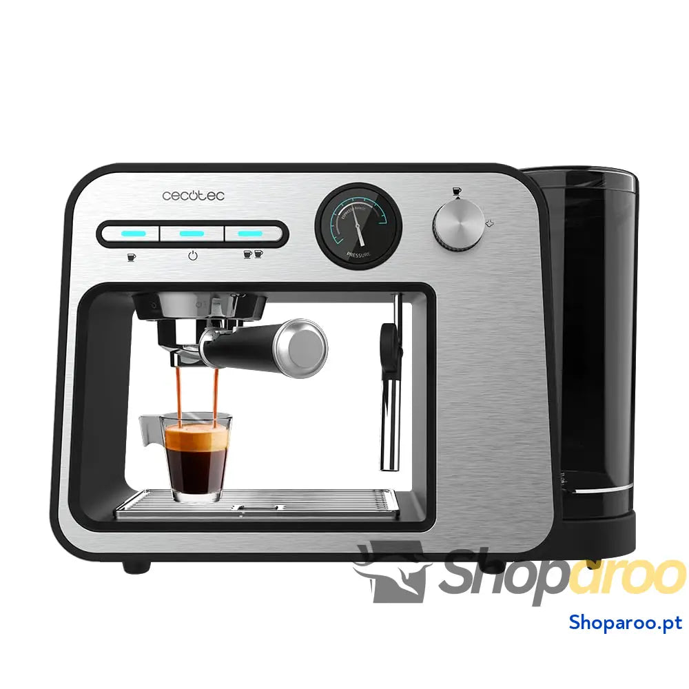 Cecotec Cafeteira Express manual Power Espresso 20 Essential. 850W bares vaporizador orientável braço de saída dupla
