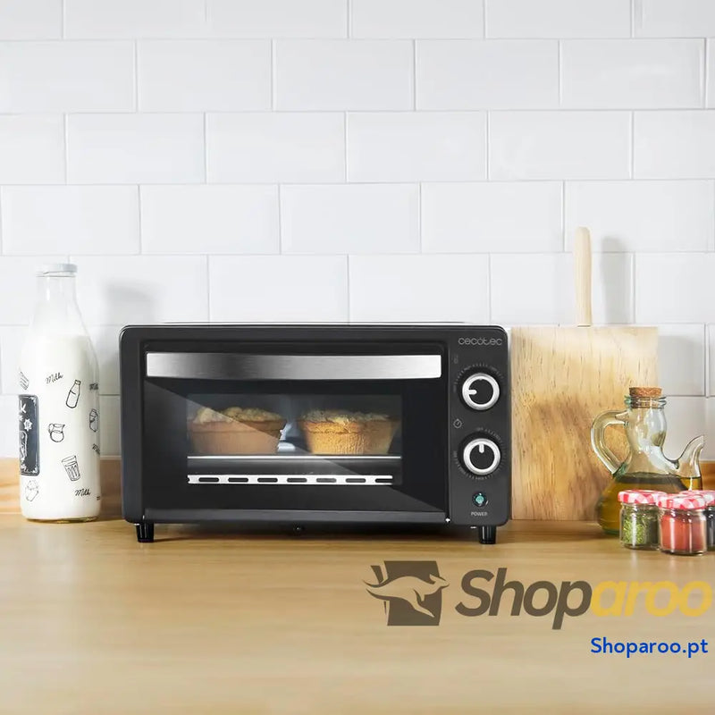 Cecotec Forno de mesa Bake &Toast 1090 Black 10 L 1000 W temporizador 60 min temperatura ajustável até 230 ºC assadeira