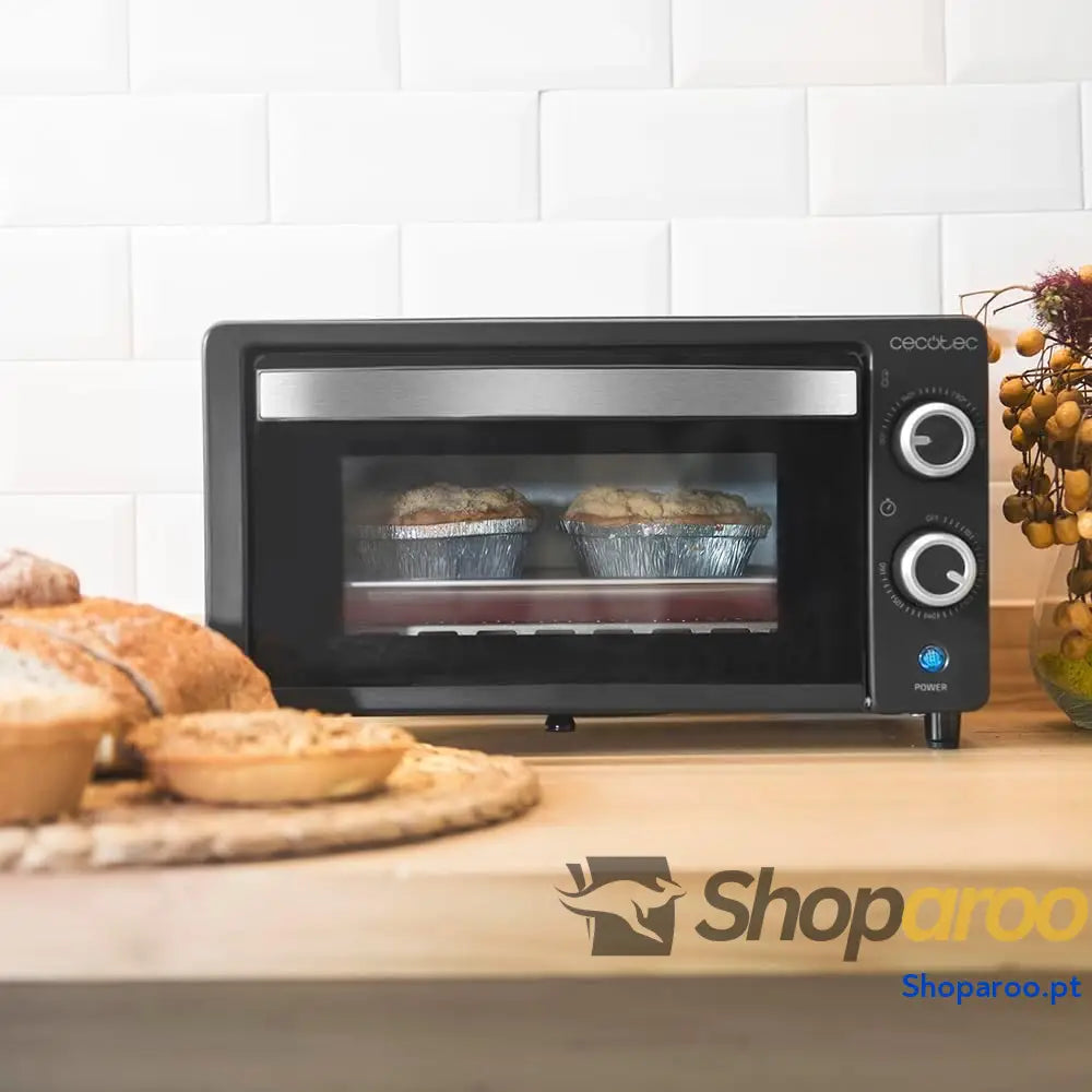 Cecotec Forno de mesa Bake &Toast 1090 Black 10 L 1000 W temporizador 60 min temperatura ajustável até 230 ºC assadeira