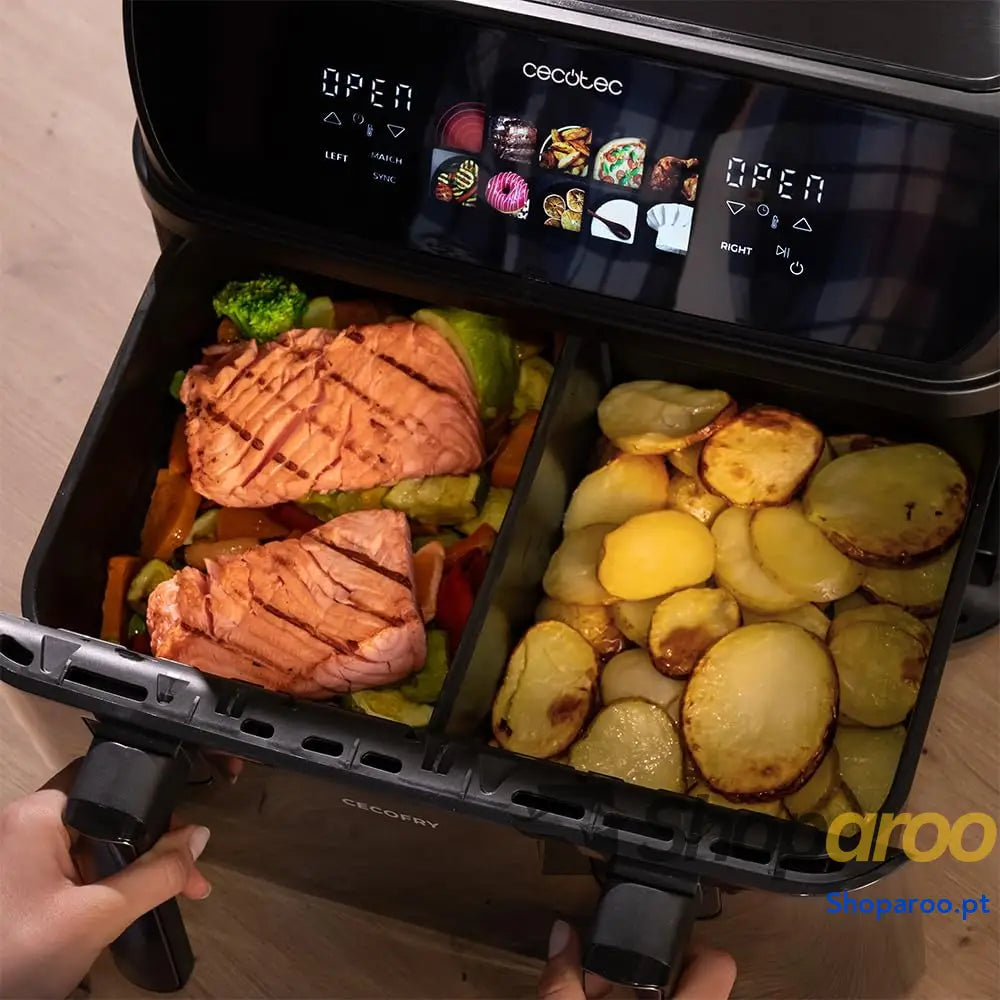 Cecotec Frigideira de ar 10 L 4 resistências Air Fryer Cecofry&Grill Duoheat 10000. 2800 W Dourado perfeito e sabor