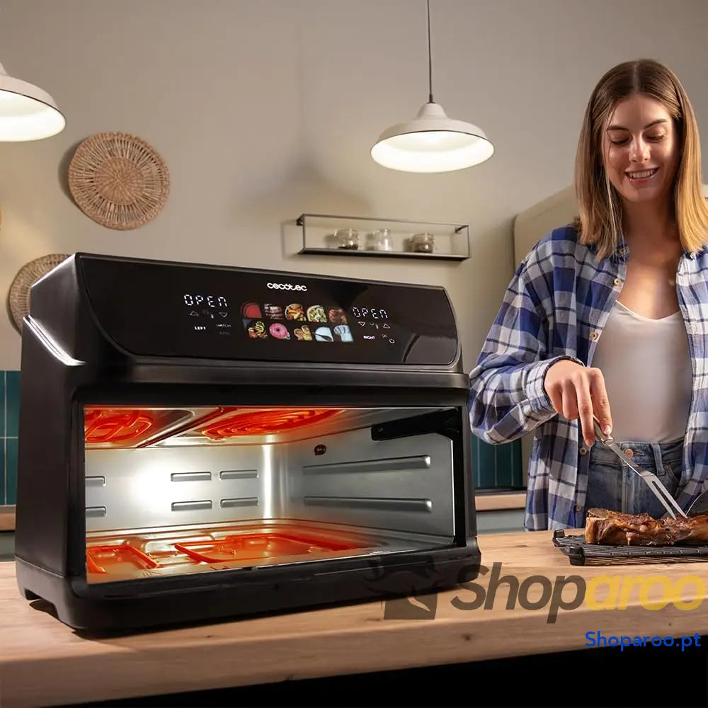 Cecotec Frigideira de ar 10 L 4 resistências Air Fryer Cecofry&Grill Duoheat 10000. 2800 W Dourado perfeito e sabor