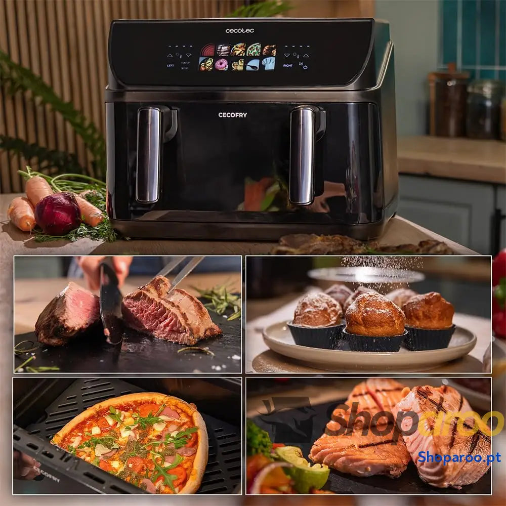 Cecotec Frigideira de ar 10 L 4 resistências Air Fryer Cecofry&Grill Duoheat 10000. 2800 W Dourado perfeito e sabor