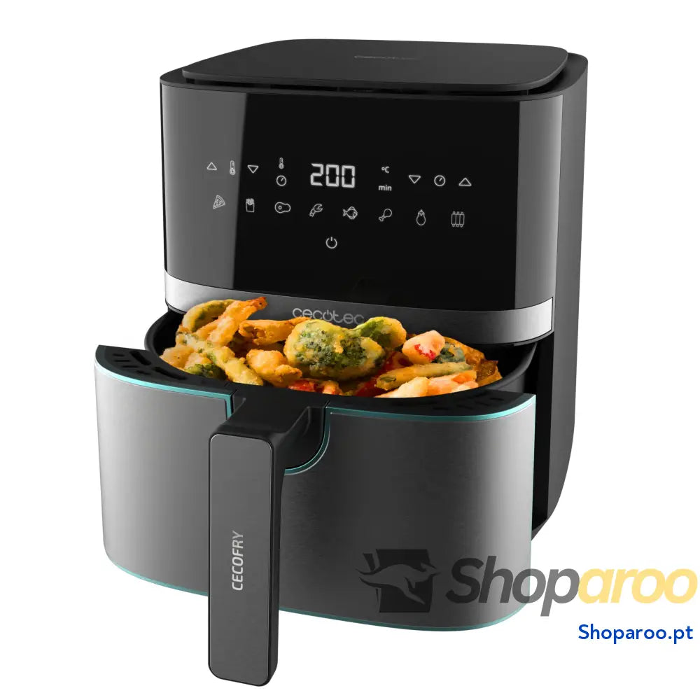 Cecotec Frigideira de ar sem óleo 5,5 l Air Fryer Cecofry Full Inox 5500 Pro com acessórios. 1700 W dietética e digital