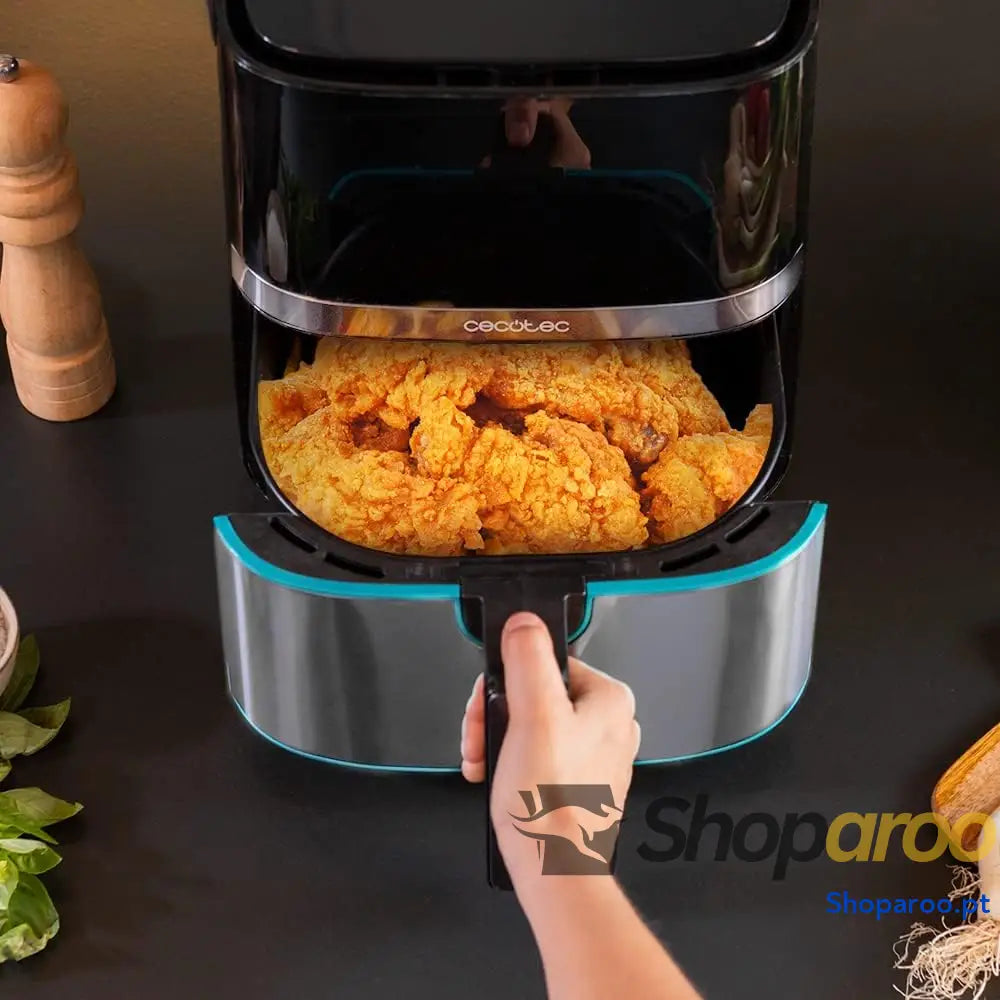Cecotec Frigideira de ar sem óleo 5,5 l Air Fryer Cecofry Full Inox 5500 Pro com acessórios. 1700 W dietética e digital