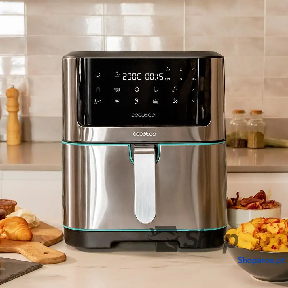 Cecotec Frigideira de ar sem óleo 8 l Cecofry Supreme 8000 Air Fryer. 1800 W painel toque 30º 200 ºC 10 modos pré