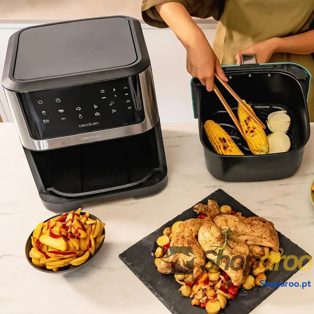 Cecotec Frigideira de ar sem óleo 8 l Cecofry Supreme 8000 Air Fryer. 1800 W painel toque 30º 200 ºC 10 modos pré