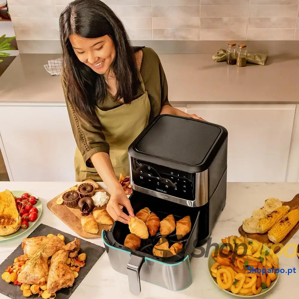 Cecotec Frigideira de ar sem óleo 8 l Cecofry Supreme 8000 Air Fryer. 1800 W painel toque 30º 200 ºC 10 modos pré