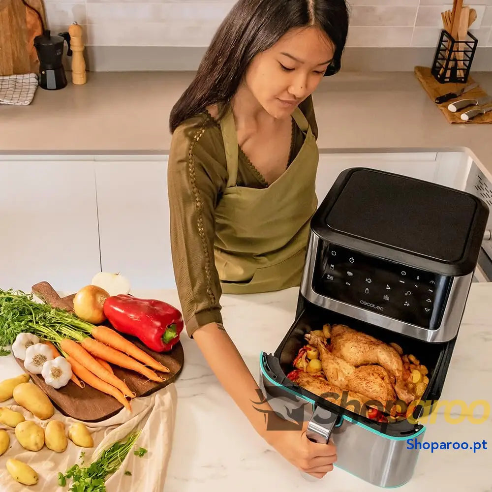 Cecotec Frigideira de ar sem óleo 8 l Cecofry Supreme 8000 Air Fryer. 1800 W painel toque 30º 200 ºC 10 modos pré