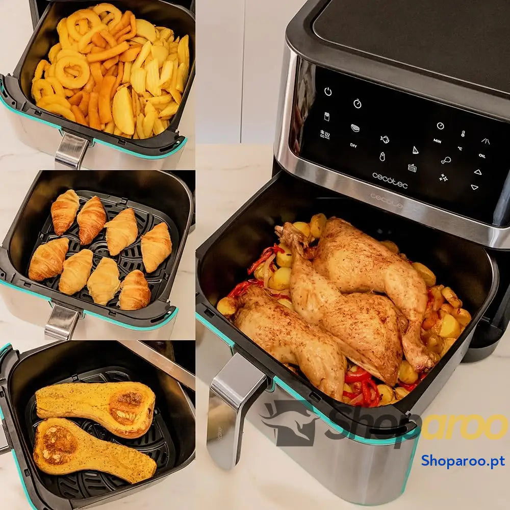 Cecotec Frigideira de ar sem óleo 8 l Cecofry Supreme 8000 Air Fryer. 1800 W painel toque 30º 200 ºC 10 modos pré