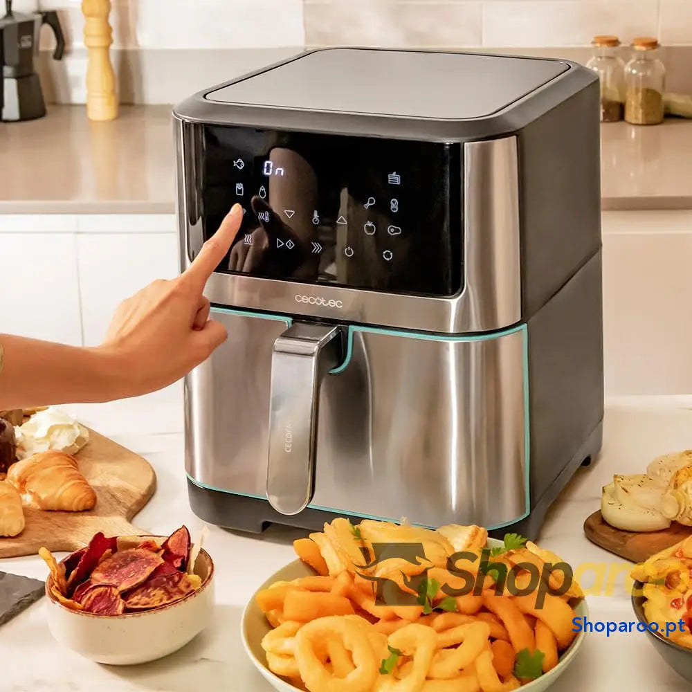 Cecotec Frigideira de ar sem óleo 8 l Cecofry Supreme 8000 Air Fryer. 1800 W painel toque 30º 200 ºC 10 modos pré