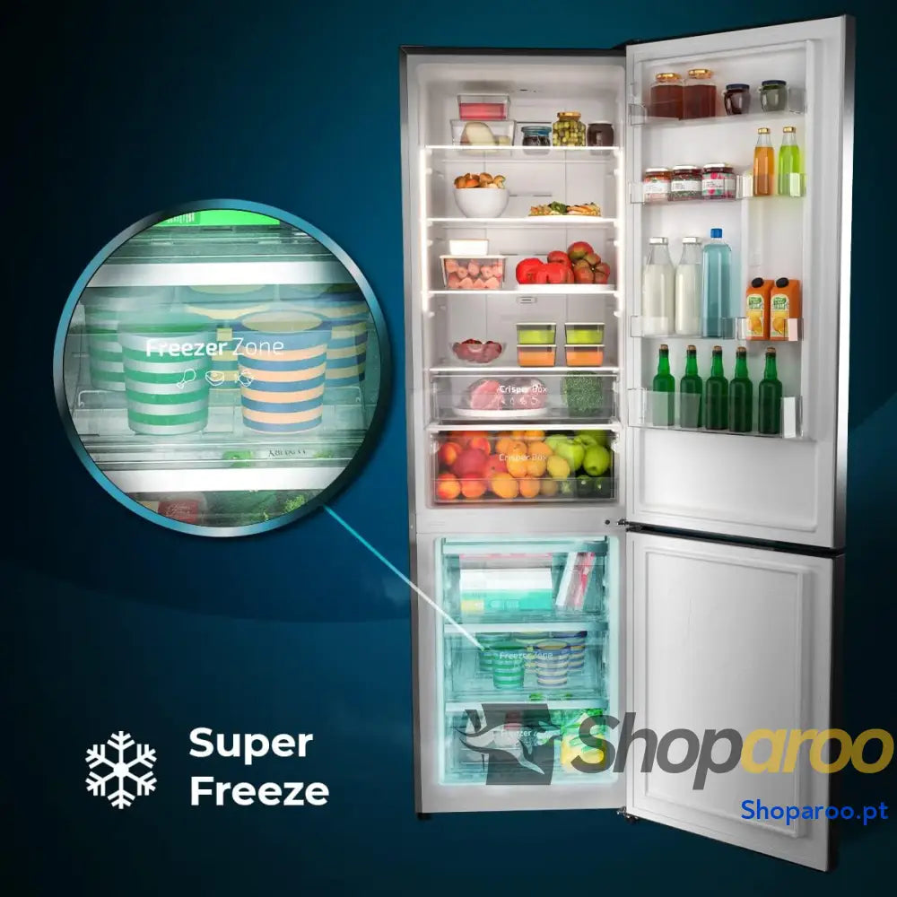 Cecotec Frigorífico Combi 2 portas de Bolero CoolMarket 322 Inox D. l altura 185 e 60 cm largura baixo consumo inversor