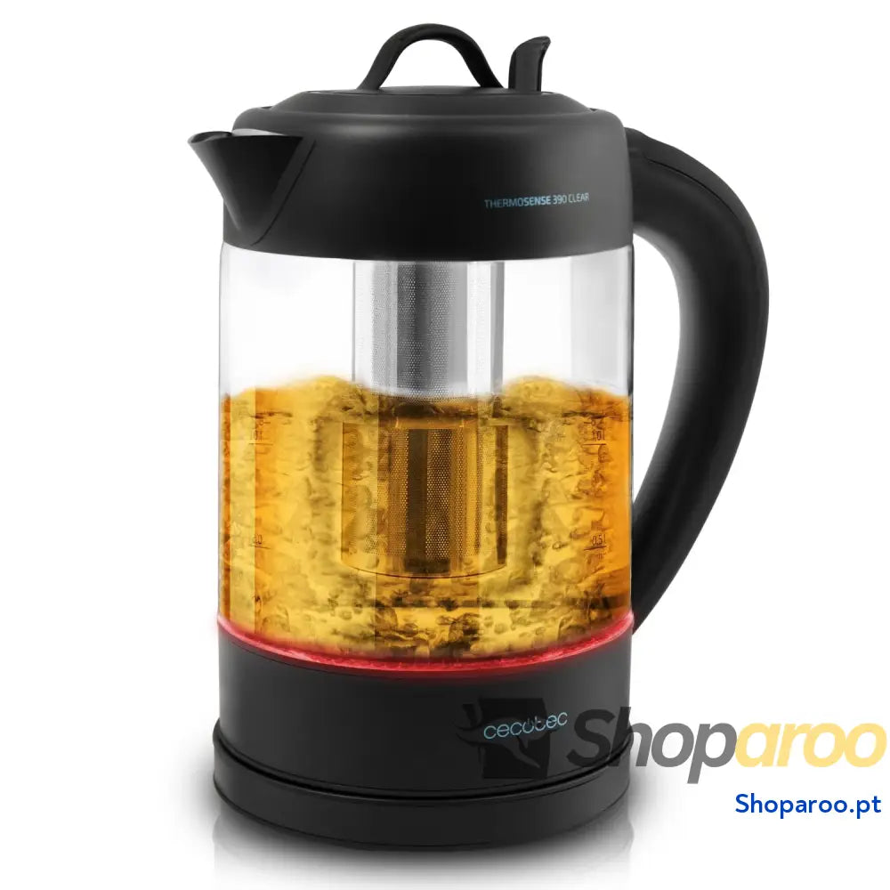 Chaleira eléctrica Cecotec ThermoSense 340 Clear 1,7 L. 2200W corpo em vidro borossilicato luz indicadora base rotativa