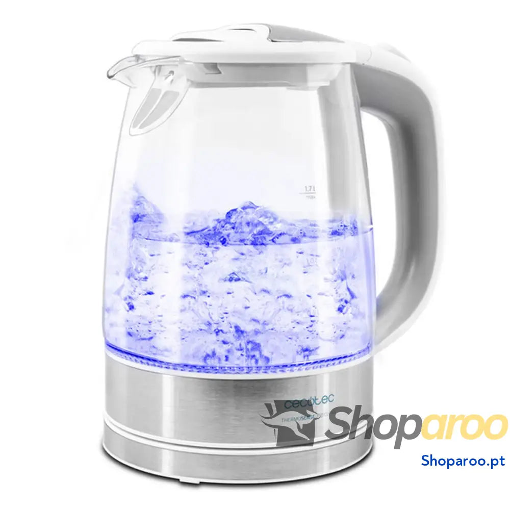 Chaleira eléctrica Cecotec ThermoSense 340 Clear 1,7 L. 2200W corpo em vidro borossilicato luz indicadora base rotativa